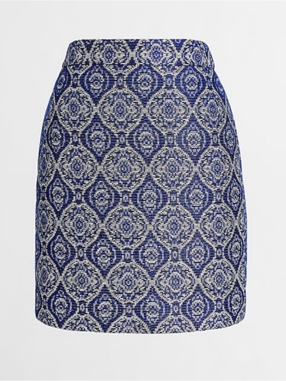J.Crew Blue and Gold Patterned Brocade Mini Skirt Size 6 Preppy